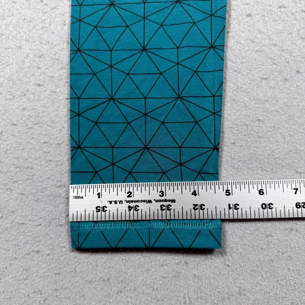 Cariloha Bamboo Fit Performance Leggings Teal Geometric Triangle Pattern Women M